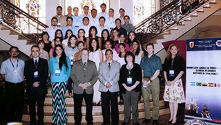 University of Washington faculty presenters at the second Latin American Workshop on Clinical Research Methods in Oral Health in Lima, Peru included (all in front row) Dr. Timothy DeRouen (fourth from left), Dr. Susan Coldwell (third from right), Dr. Charles Spiekerman (second from right) and Dr. Ana Lucia Seminario (far right).  Workshop faculty also included Dr. Lilliam Pinzon (third from left) of the University of California at San Francisco and Dr. Jorge Luis Castillo (second from left), who received his orthodontics specialty training at the UW and is now chair of pediatric dentistry at Caetano Heredia University. 